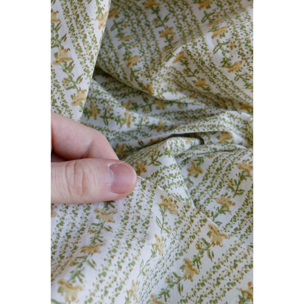 Karishma jaune C - Tissu indien en coton imprimé main Hand Block Artisanal