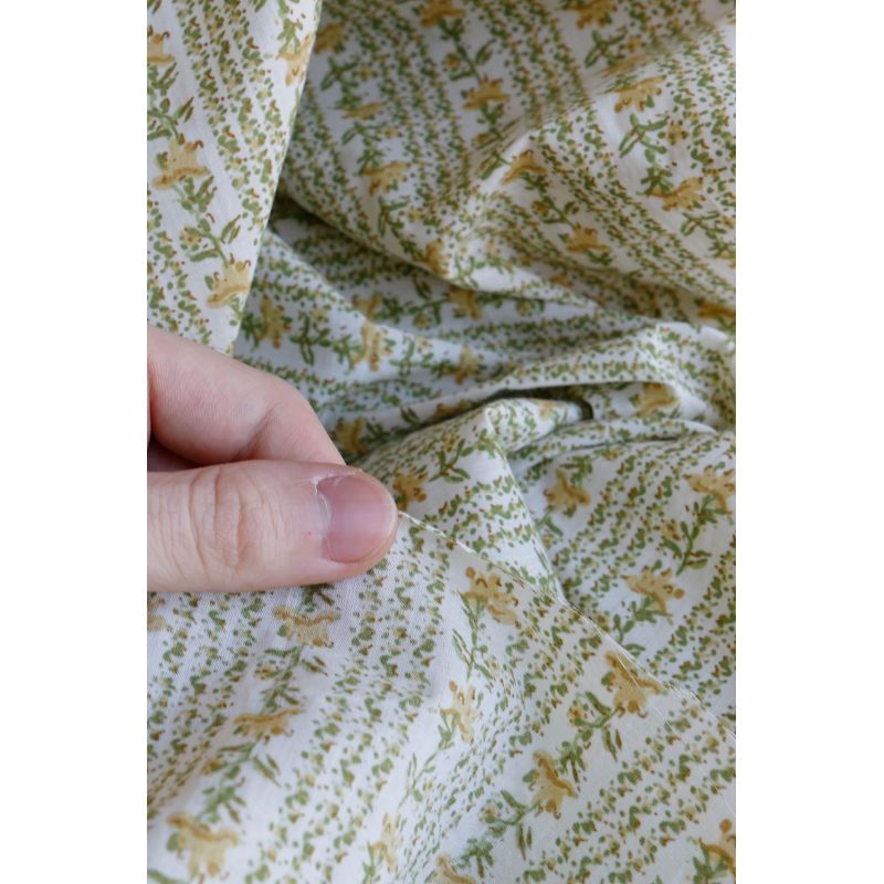 Karishma jaune C - Tissu indien en coton imprimé main Hand Block Artisanal