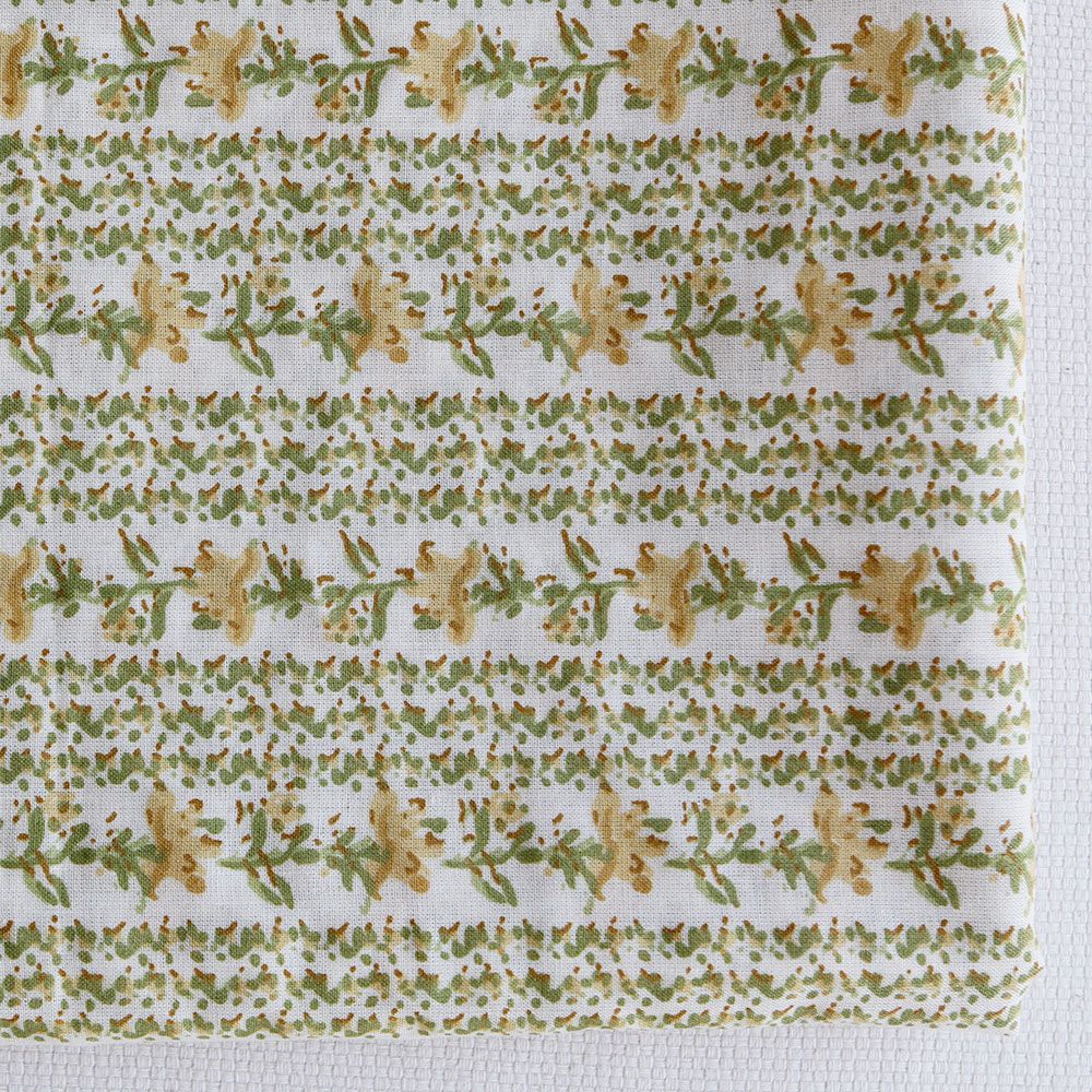 Karishma jaune C - Tissu indien en coton imprimé main Hand Block Artisanal