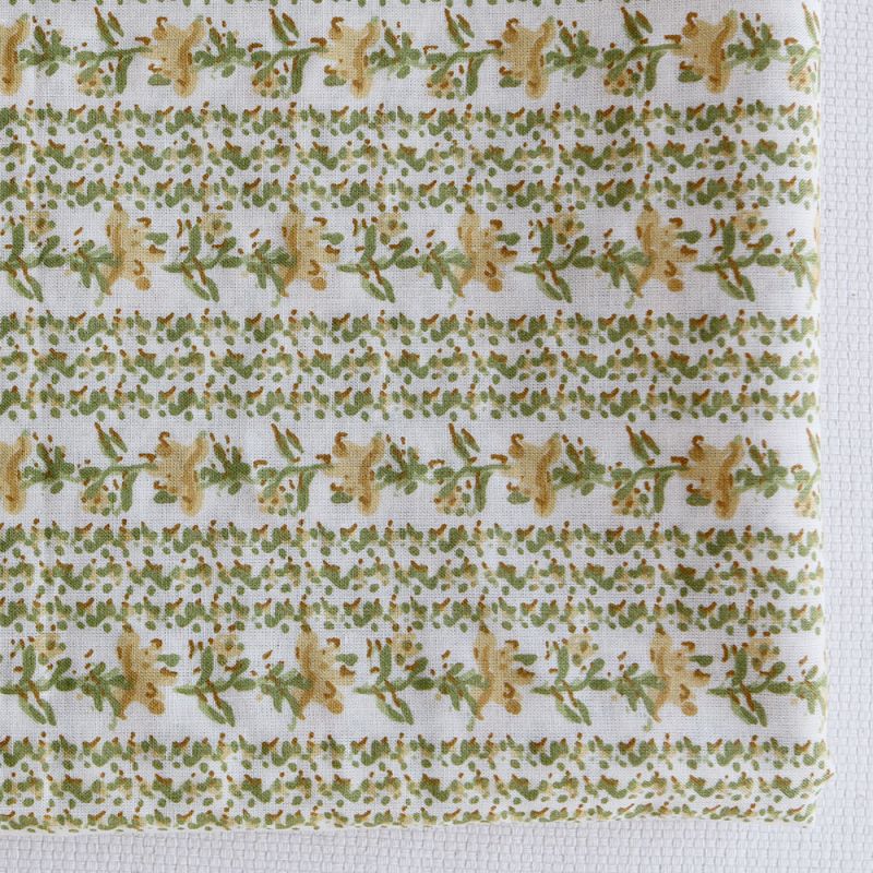 Karishma jaune C - Tissu indien en coton imprimé main Hand Block Artisanal