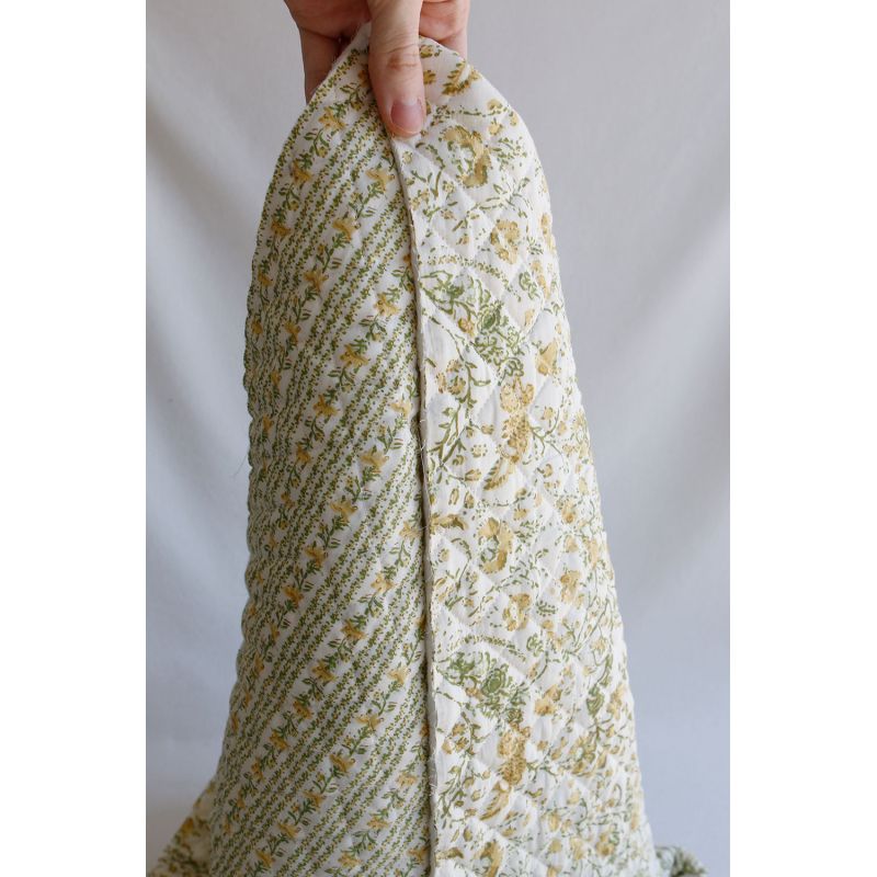 Karishma jaune - Tissu indien matelassé double face coton hand block largeur 100cm