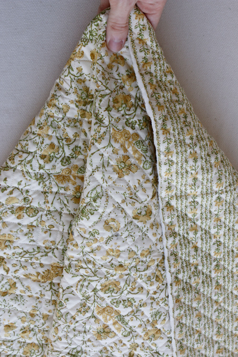 Karishma jaune - Tissu indien matelassé double face coton hand block largeur 100cm