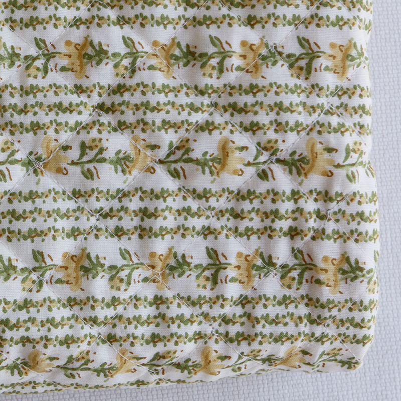 Karishma jaune - Tissu indien matelassé double face coton hand block largeur 100cm