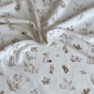 Robin - Velours de coton Nicky motif forêt tons beige Tissus issus de l'agriculture biologique  - 1