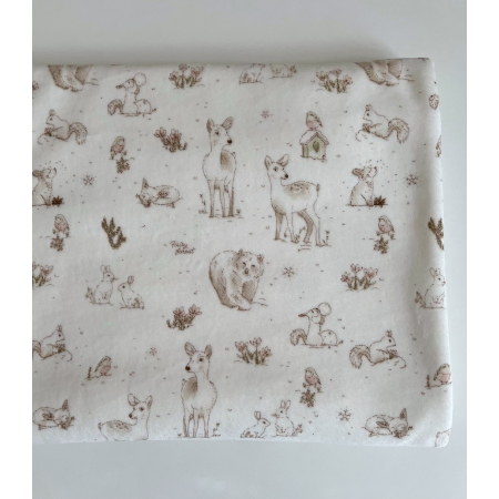 Robin - Velours de coton Nicky motif forêt tons beige Tissus issus de l'agriculture biologique  - 2 Robin - Velours de coton Nicky motif forêt tons beige Tissus issus de l'agriculture biologique  - 2