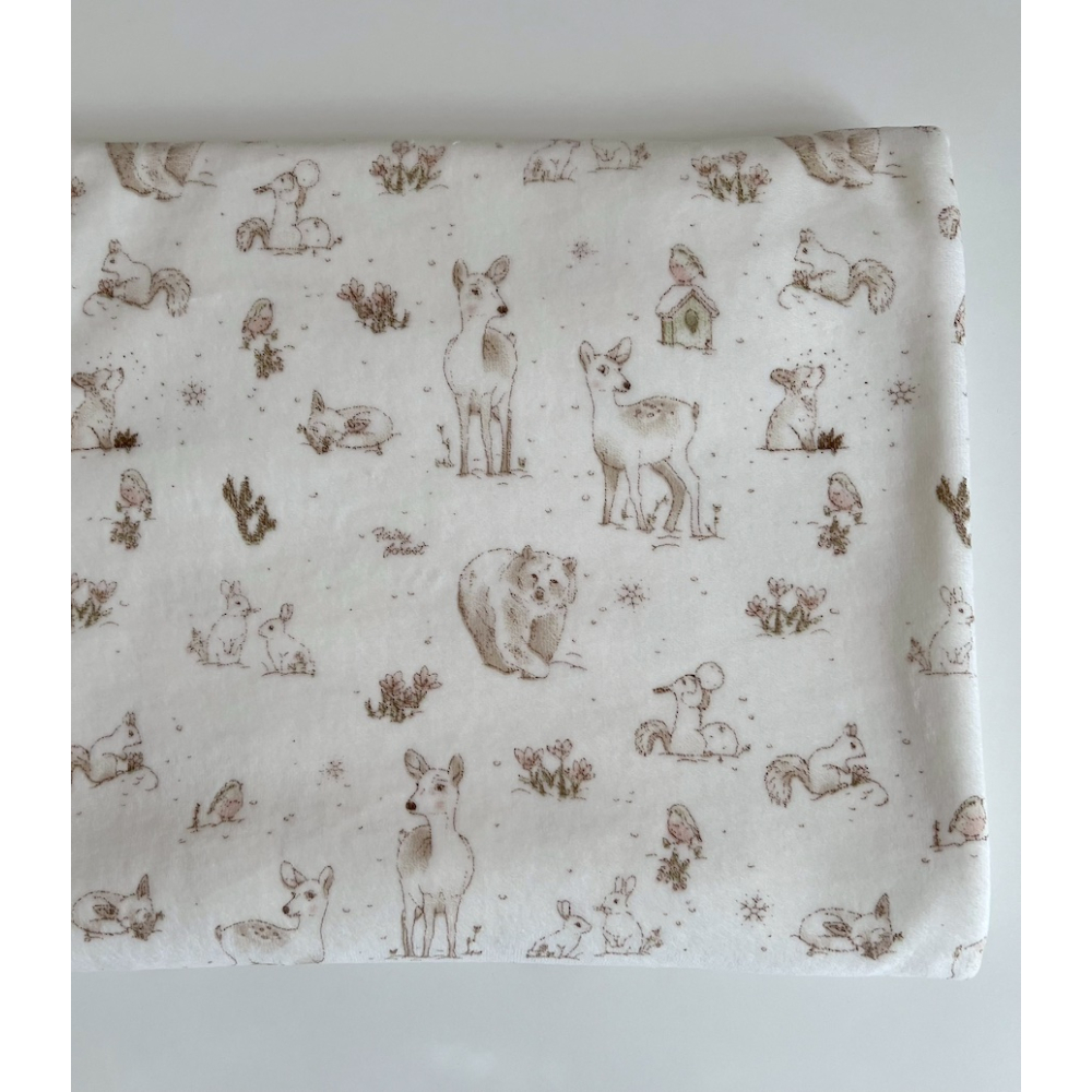 Robin - Velours de coton Nicky motif forêt tons beige Tissus issus de l'agriculture biologique  - 2