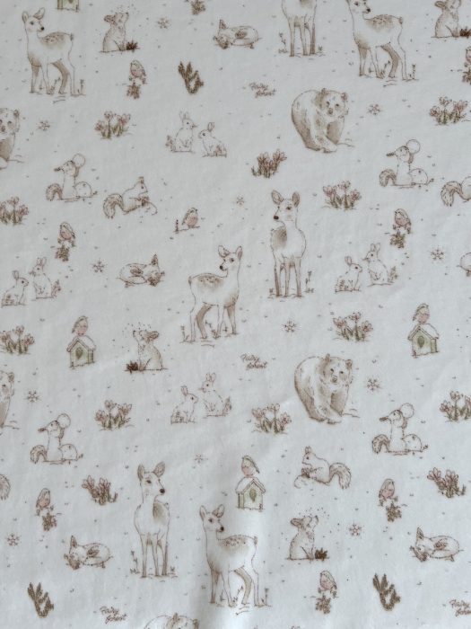 Robin - Velours de coton Nicky motif forêt tons beige Tissus issus de l'agriculture biologique  - 3