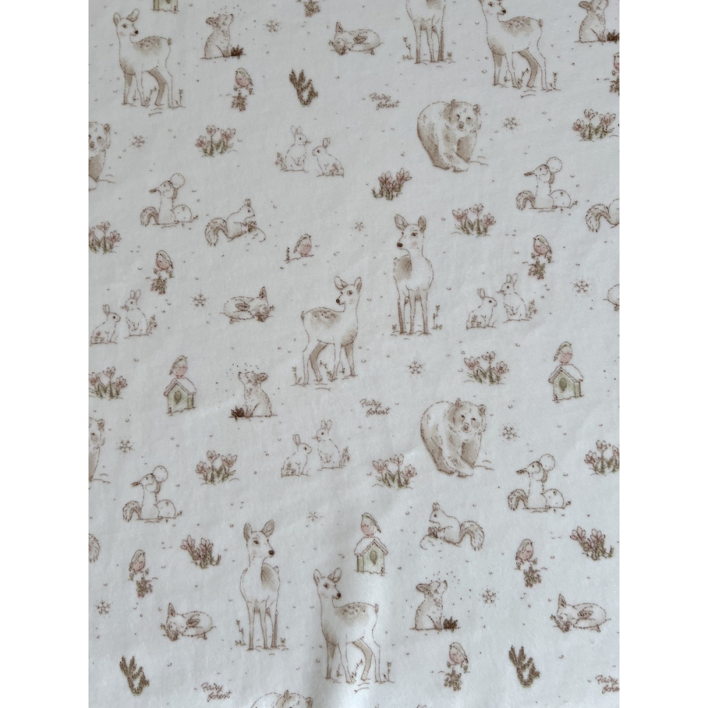 Robin - Velours de coton Nicky motif forêt tons beige Tissus issus de l'agriculture biologique  - 3