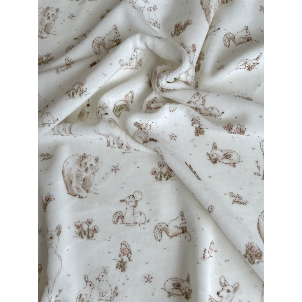 Robin - Velours de coton Nicky motif forêt tons beige Tissus issus de l'agriculture biologique  - 4