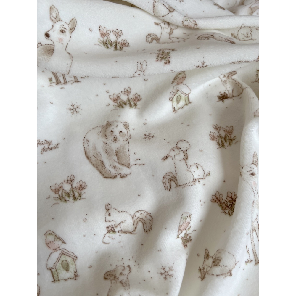 Robin - Velours de coton Nicky motif forêt tons beige Tissus issus de l'agriculture biologique  - 6