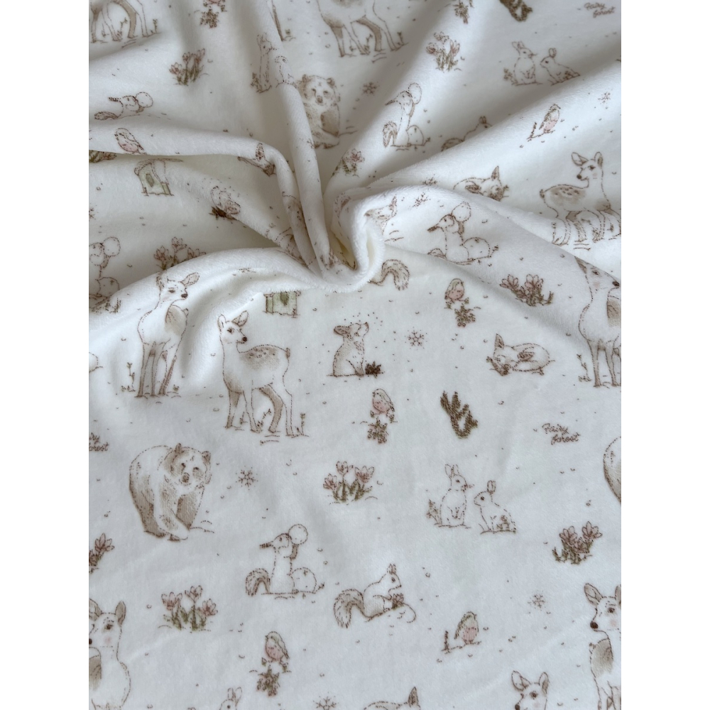 Robin - Velours de coton Nicky motif forêt tons beige Tissus issus de l'agriculture biologique  - 7