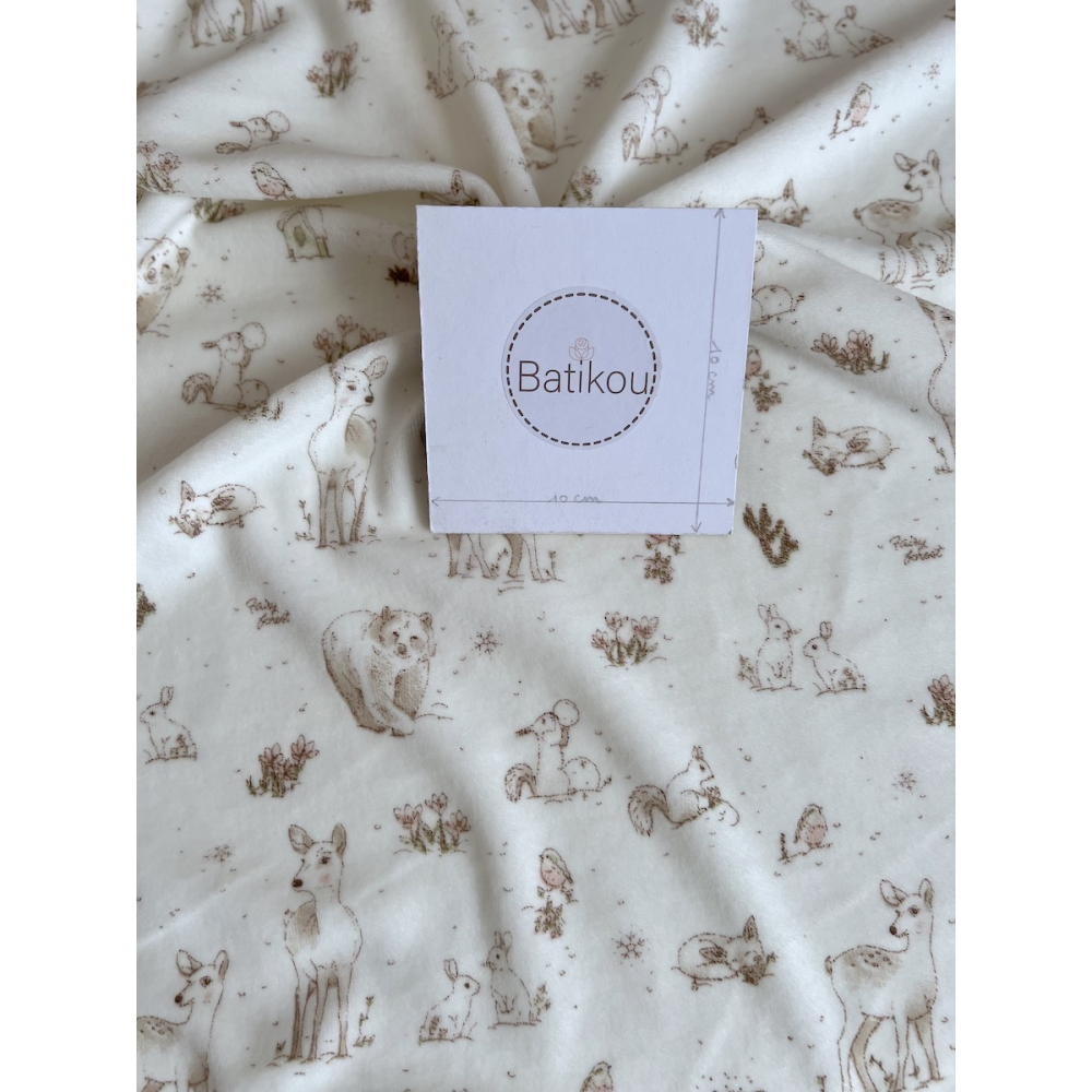 Robin - Velours de coton Nicky motif forêt tons beige Tissus issus de l'agriculture biologique  - 8