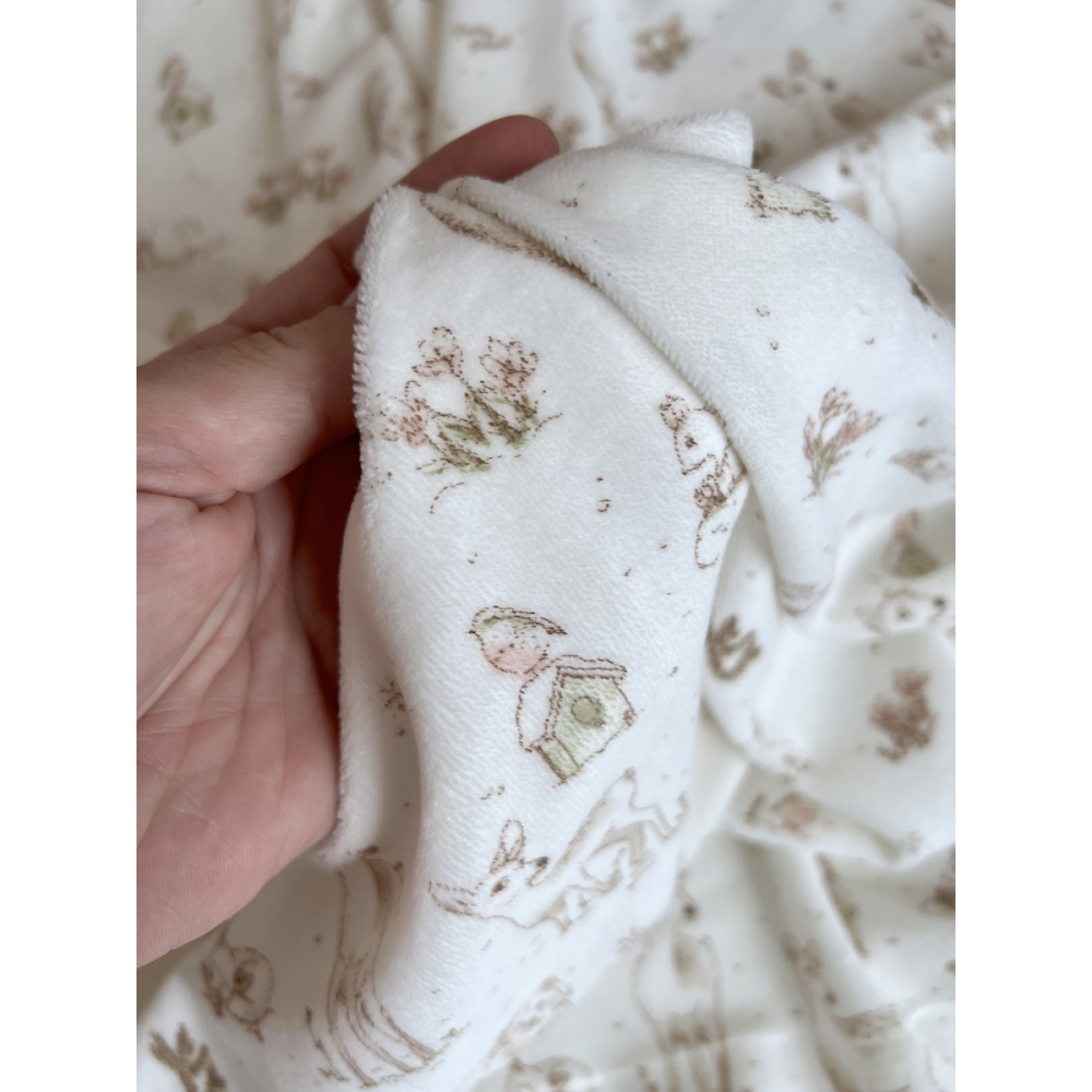 Robin - Velours de coton Nicky motif forêt tons beige Tissus issus de l'agriculture biologique  - 9