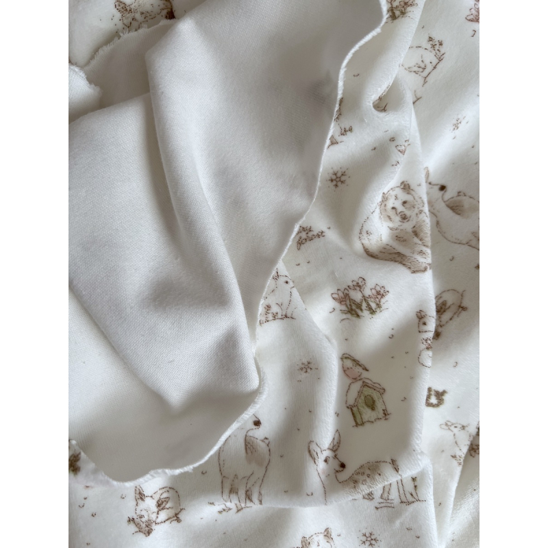 Robin - Velours de coton Nicky motif forêt tons beige Tissus issus de l'agriculture biologique  - 11
