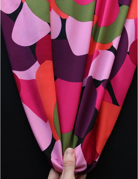 Fabiola - Viscose Ecovero imprimé graphique rose