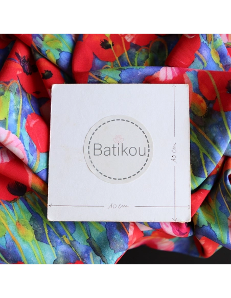 Poppies - Viscose Ecovero imprimé fleuri bleu