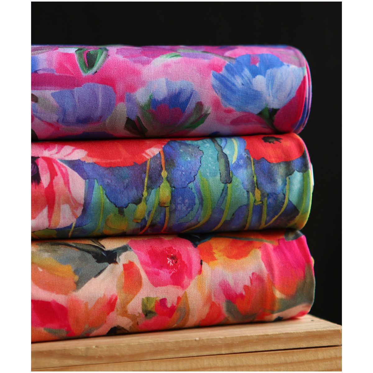 Poppies - Viscose Ecovero imprimé fleuri bleu Poppies - Viscose Ecovero imprimé fleuri bleu