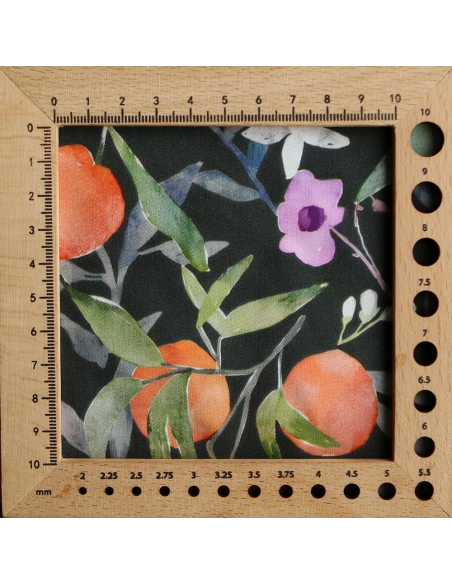 Neroli - Viscose satinée imprimé fleuri anthracite et orange