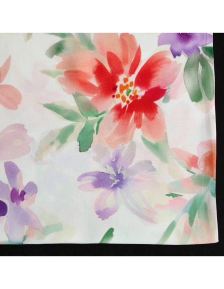 Aurélie - Viscose Ecovero imprimé fleuri corail et vert