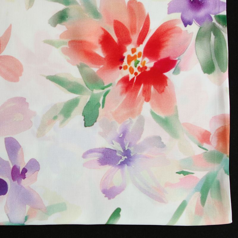 Aurélie - Viscose Ecovero imprimé fleuri corail et vert