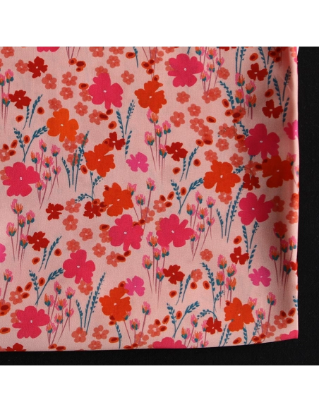 Gabrielle - Viscose Ecovero imprimé corail et rose