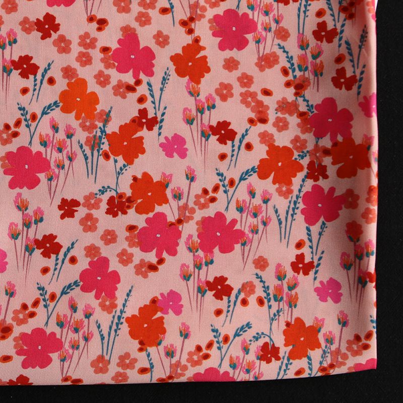 Gabrielle - Viscose Ecovero imprimé corail et rose