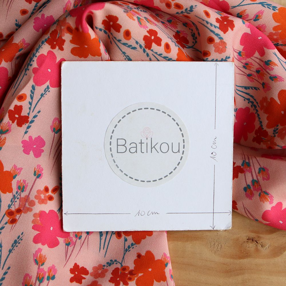 Gabrielle - Viscose Ecovero imprimé corail et rose