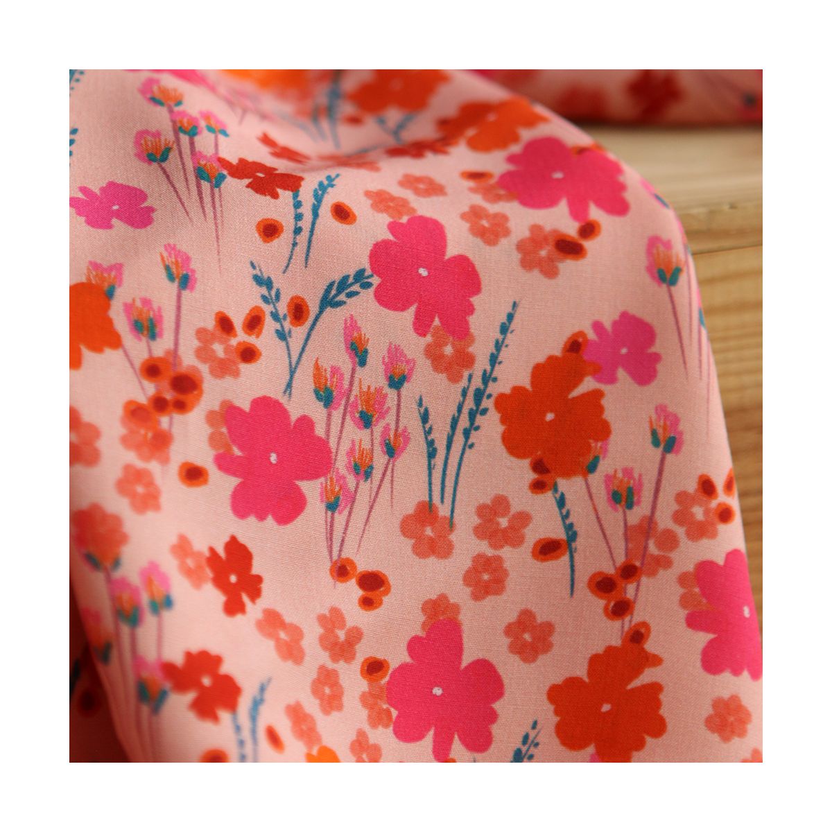 Gabrielle - Viscose Ecovero imprimé corail et rose Gabrielle - Viscose Ecovero imprimé corail et rose