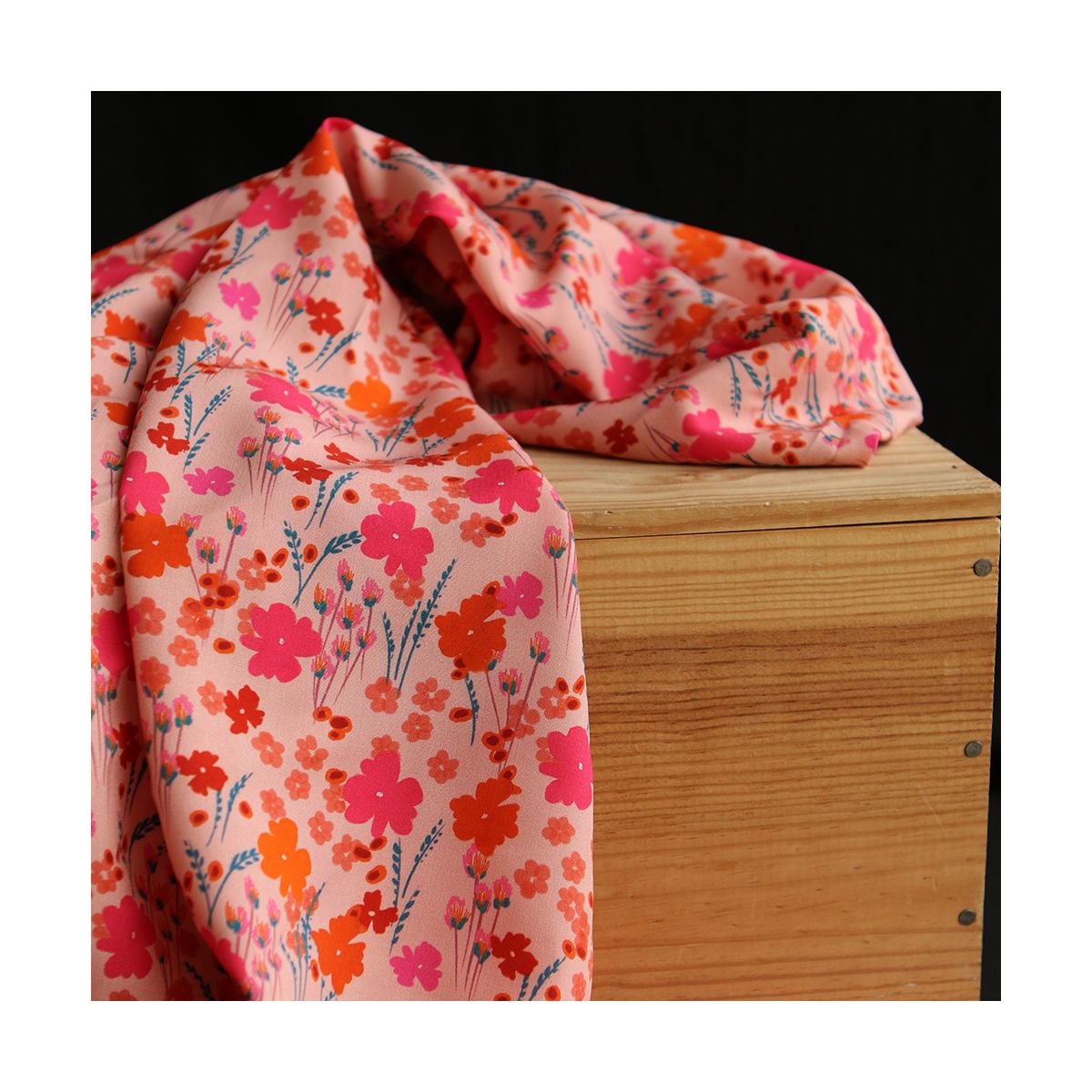 Gabrielle - Viscose Ecovero imprimé corail et rose Gabrielle - Viscose Ecovero imprimé corail et rose