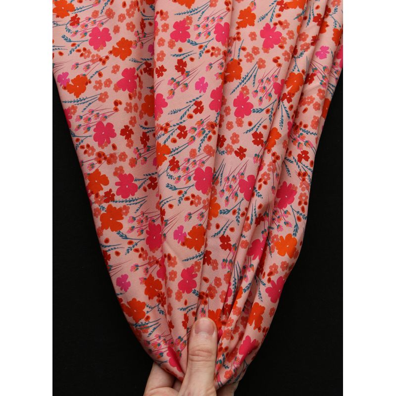 Gabrielle - Viscose Ecovero imprimé corail et rose