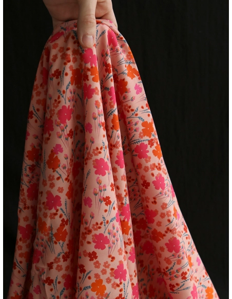 Gabrielle - Viscose Ecovero imprimé corail et rose