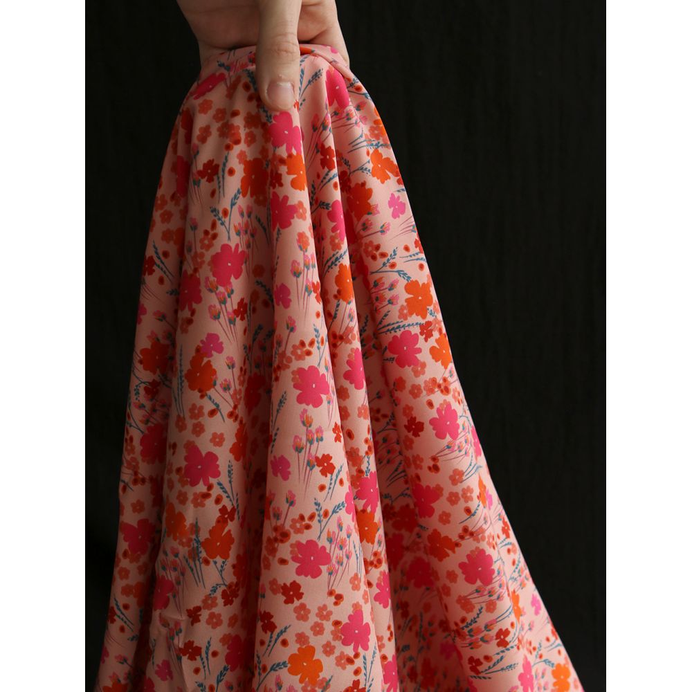 Gabrielle - Viscose Ecovero imprimé corail et rose