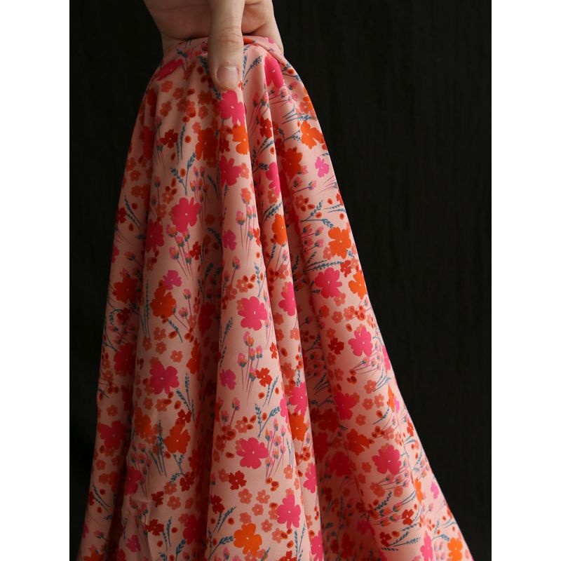 Gabrielle - Viscose Ecovero imprimé corail et rose