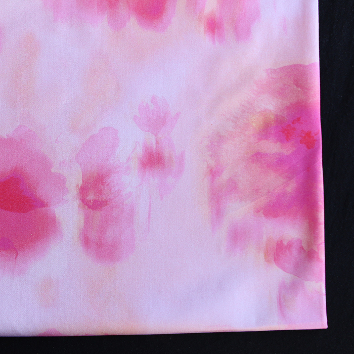 Loralie - Coton satiné à imprimé fleuri abstrait rose