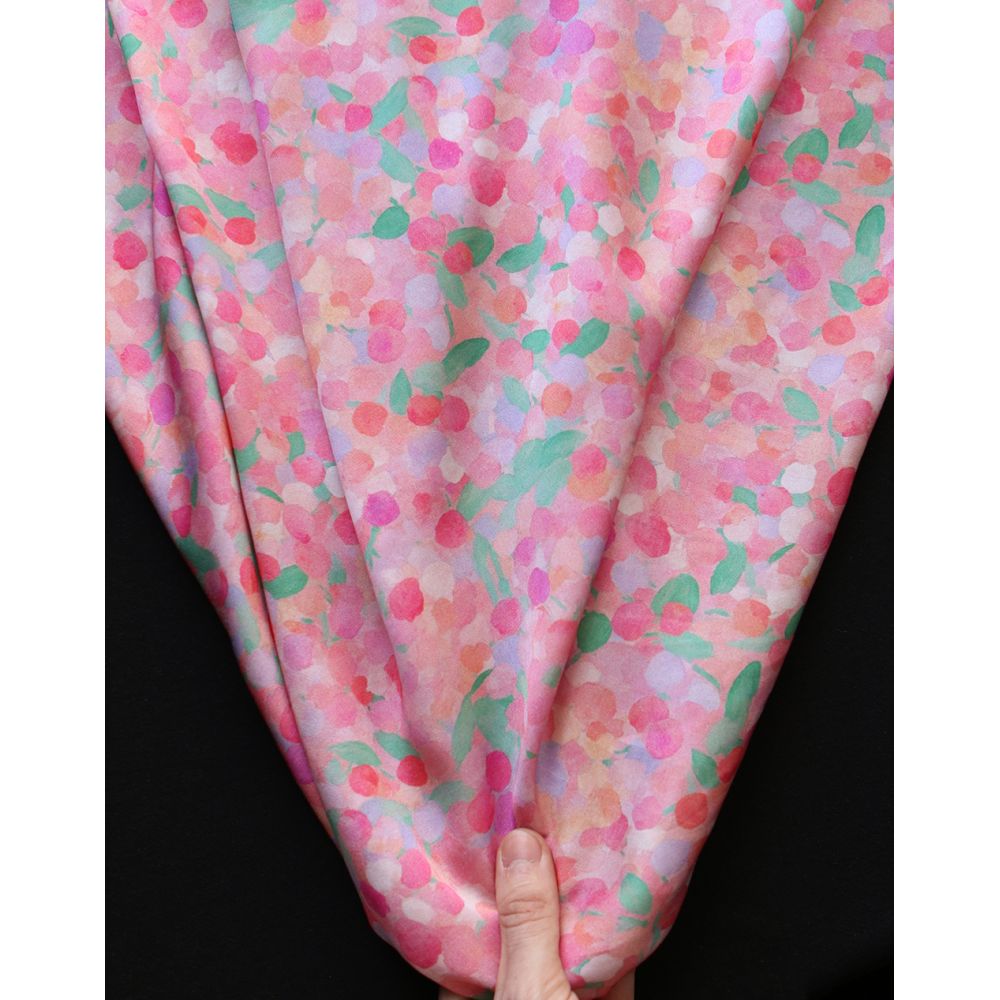 Rosine - Viscose satinée imprimé abstrait rose