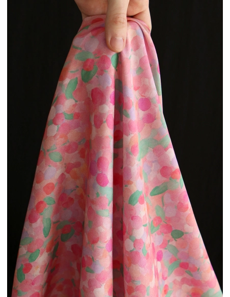 Rosine - Viscose satinée imprimé abstrait rose