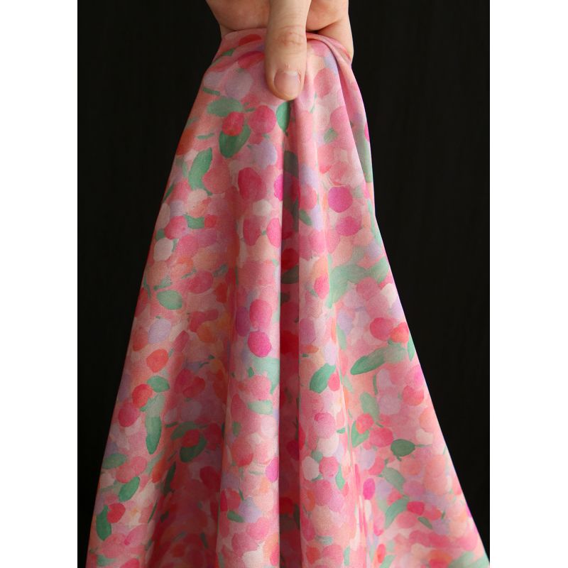 Rosine - Viscose satinée imprimé abstrait rose