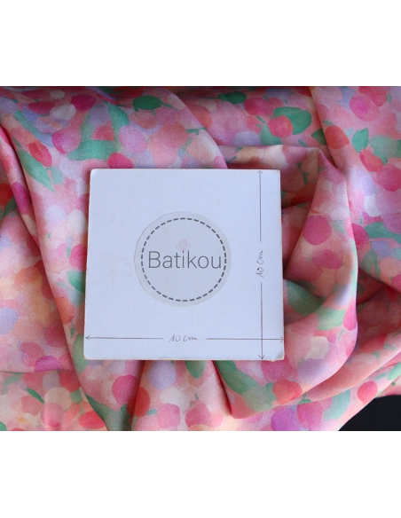 Rosine - Viscose satinée imprimé abstrait rose