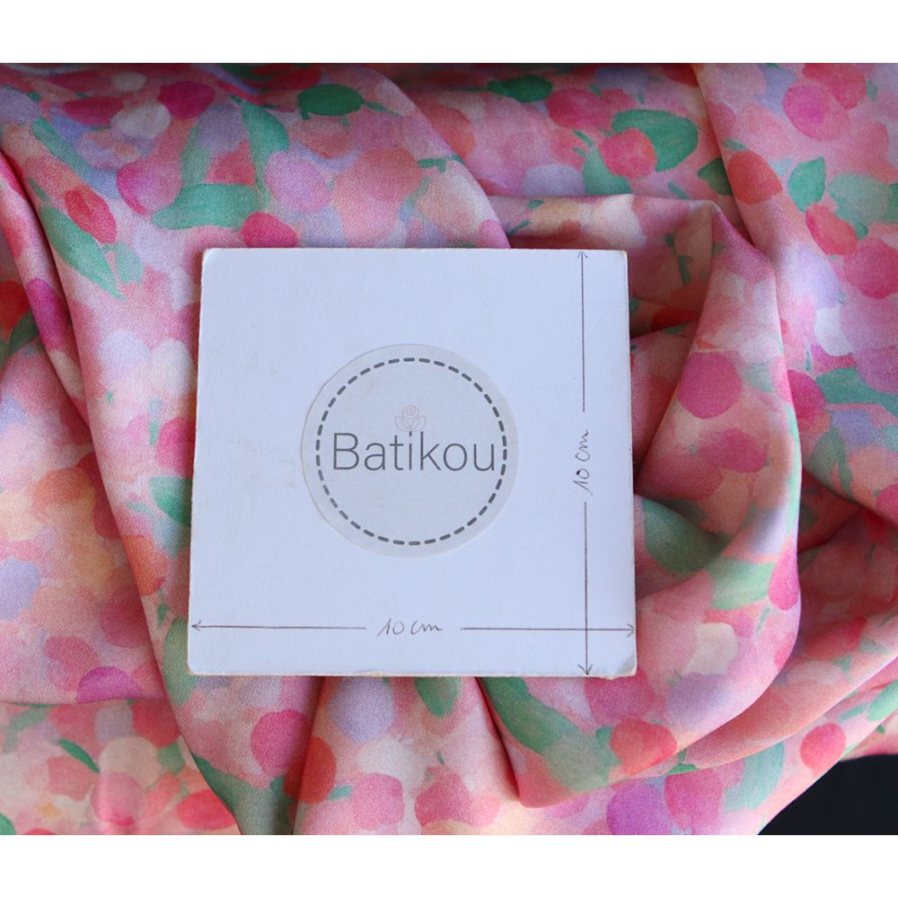 Rosine - Viscose satinée imprimé abstrait rose