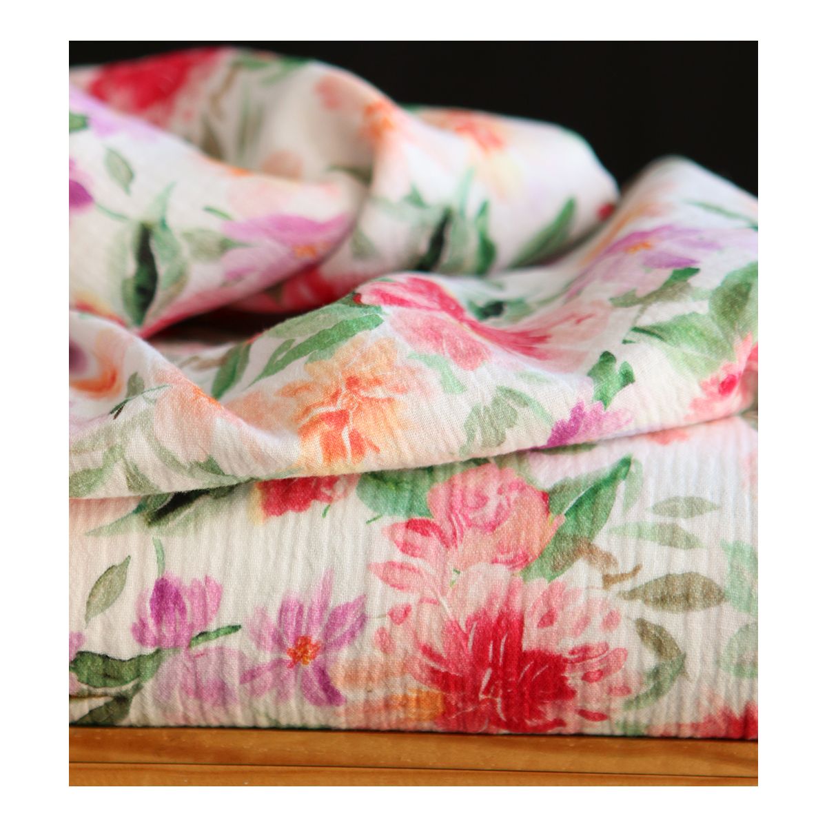 Sidonie - Double gaze de coton motif fleuri Sidonie - Double gaze de coton motif fleuri