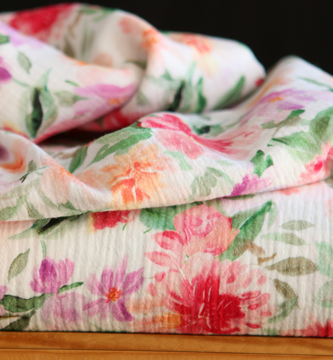 Sidonie - Double gaze de coton motif fleuri