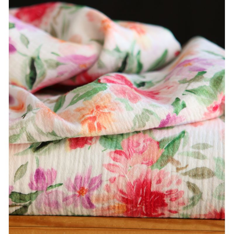 Sidonie - Double gaze de coton motif fleuri