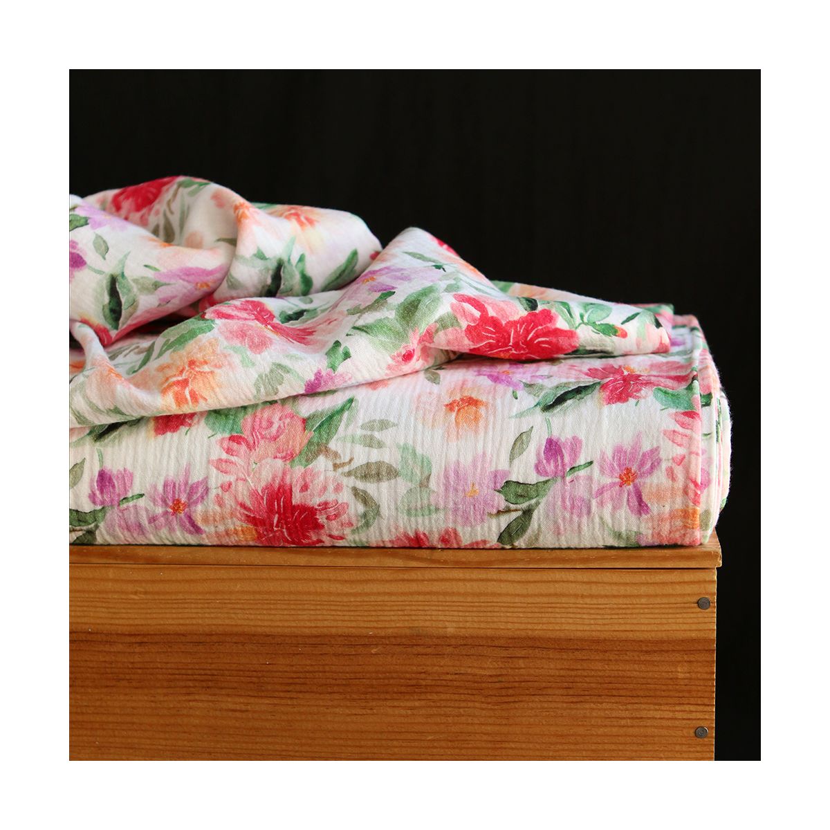 Sidonie - Double gaze de coton motif fleuri Sidonie - Double gaze de coton motif fleuri