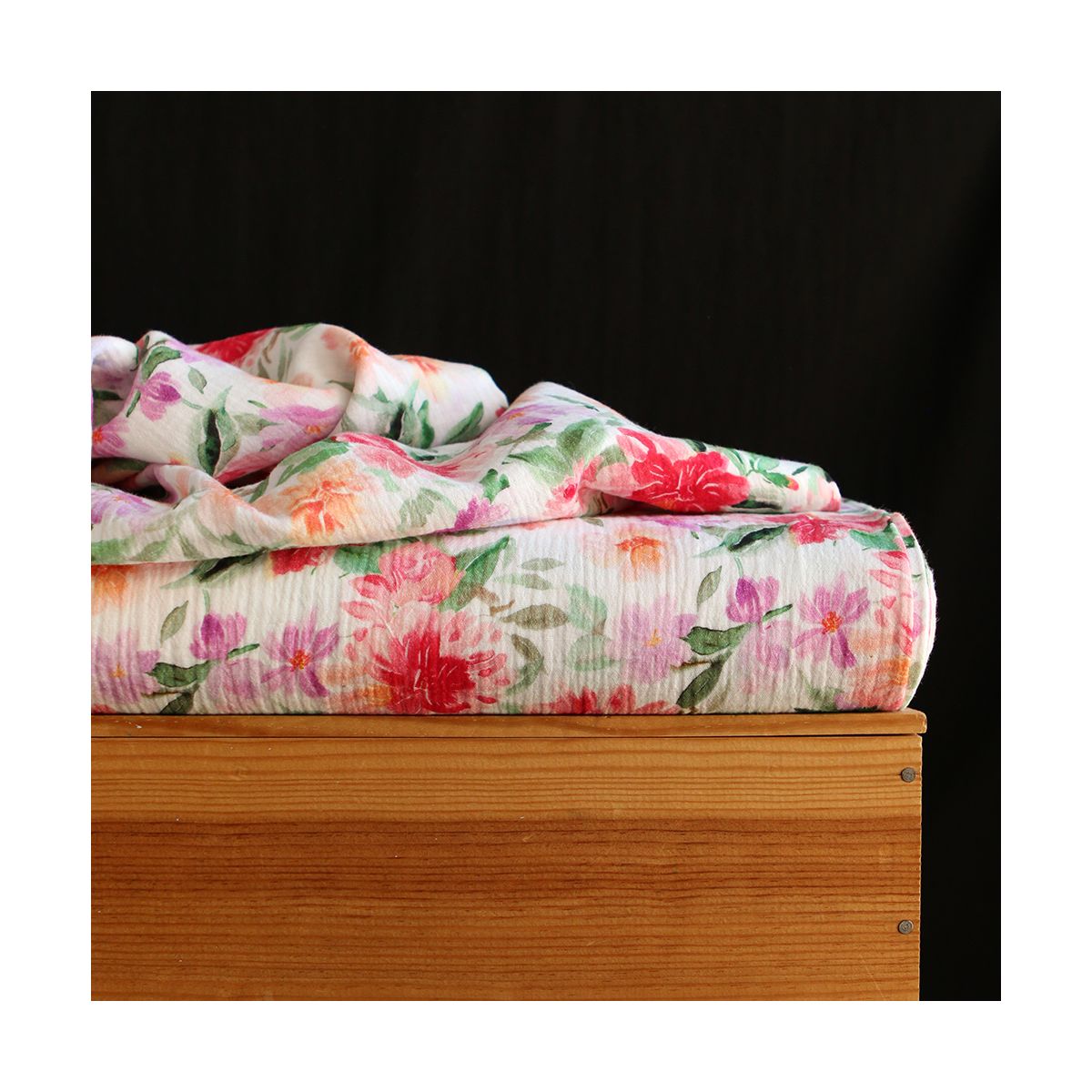 Sidonie - Double gaze de coton motif fleuri Sidonie - Double gaze de coton motif fleuri