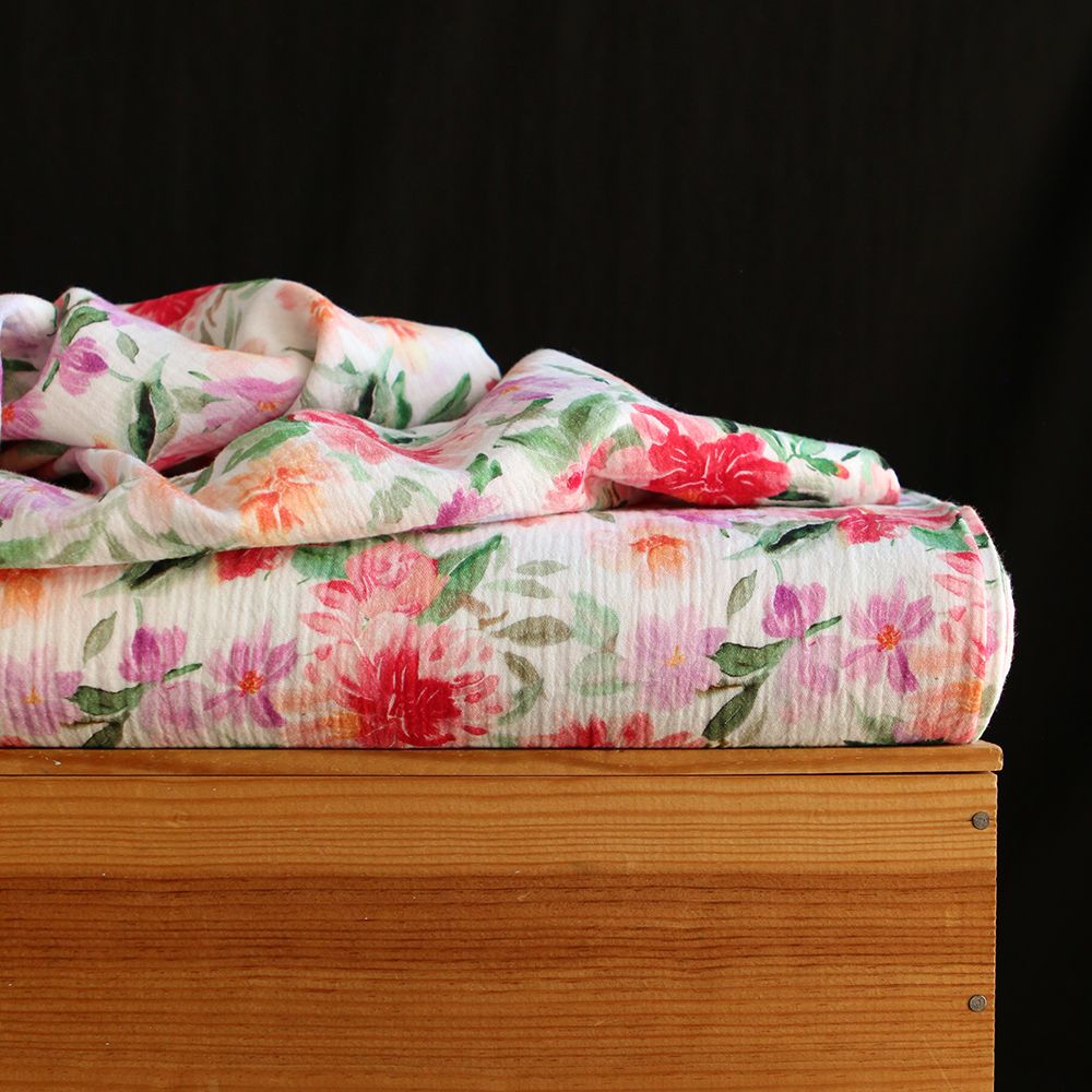 Sidonie - Double gaze de coton motif fleuri