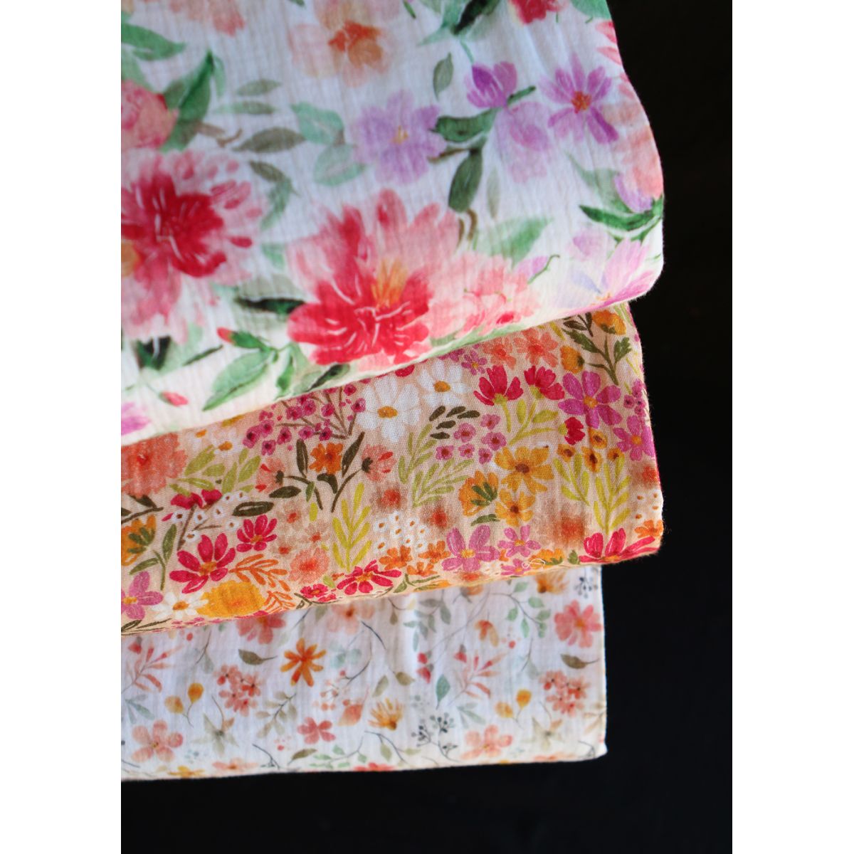 Sidonie - Double gaze de coton motif fleuri Sidonie - Double gaze de coton motif fleuri
