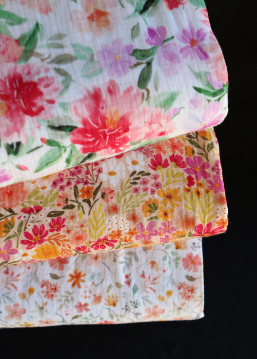 Sidonie - Double gaze de coton motif fleuri