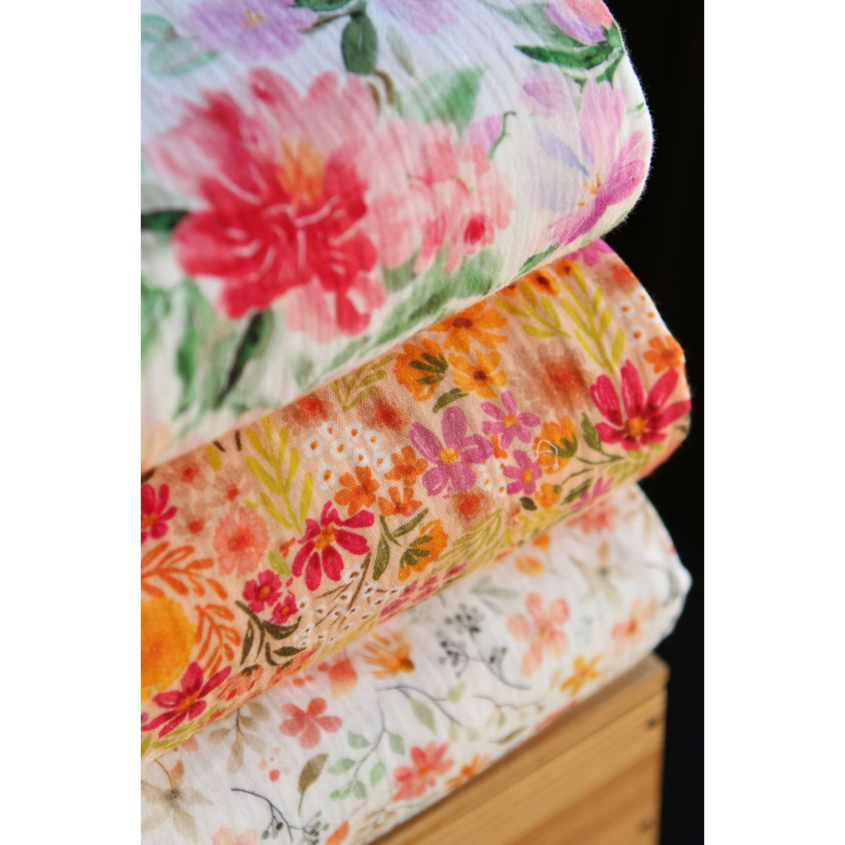 Sidonie - Double gaze de coton motif fleuri Sidonie - Double gaze de coton motif fleuri