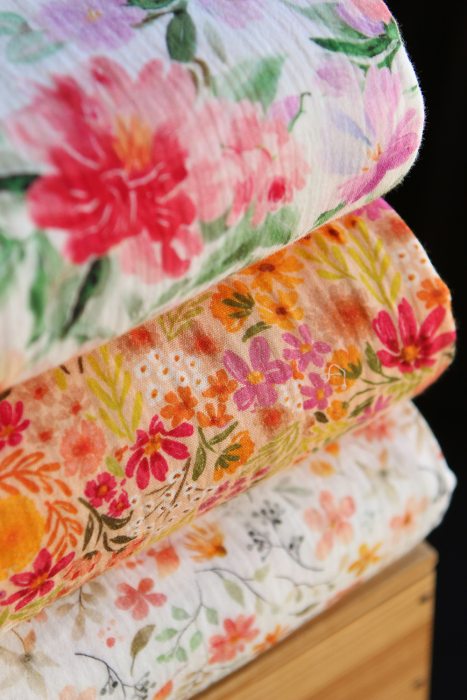 Sidonie - Double gaze de coton motif fleuri