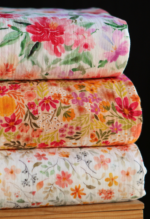 Sidonie - Double gaze de coton motif fleuri